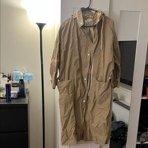 Zara Woman Beige Hooded Raincoat